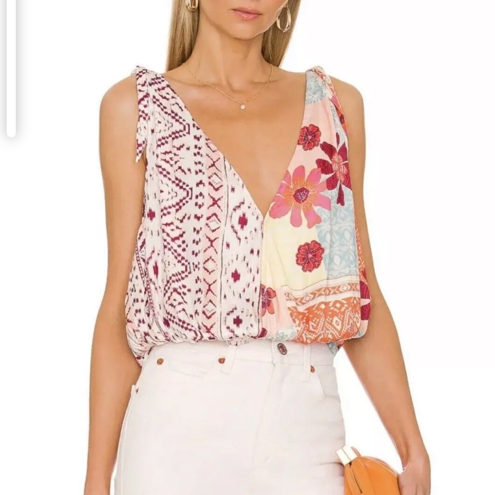 NWT Free People Tied to You Tank in Tropical Combo